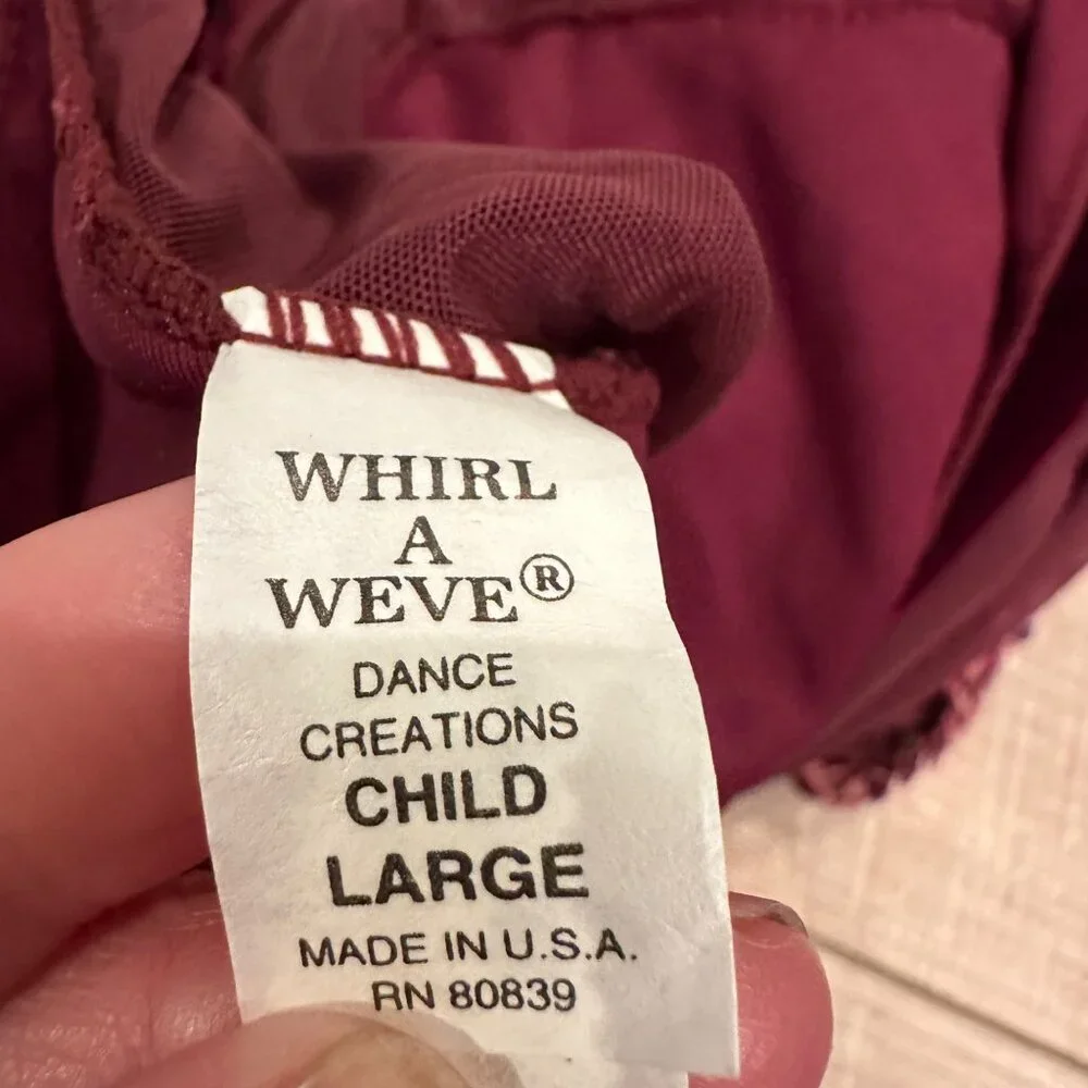 WHIRL A WEVE DANCE CREATIONS RED VINTAGE DANCE COSTUME CHILD LARGE